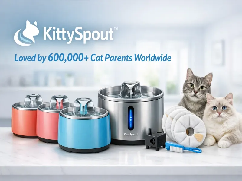 KittySpout Cat Water Fountain Guide Stainless Steel Pet Hydration System